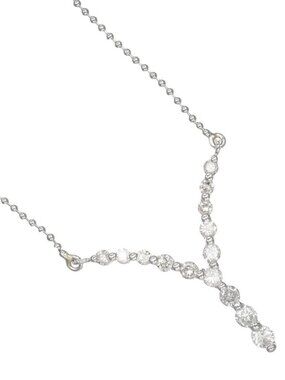 Y character Necklace Pt900Platinum/diamond 3.8g Women